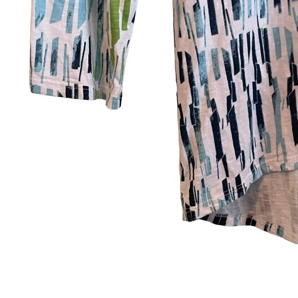 Chicos Women‎ Top L Blue Green 3/4 Sleeve Sequins Cotton Colorful Beachy Cruise - Picture 5 of 10